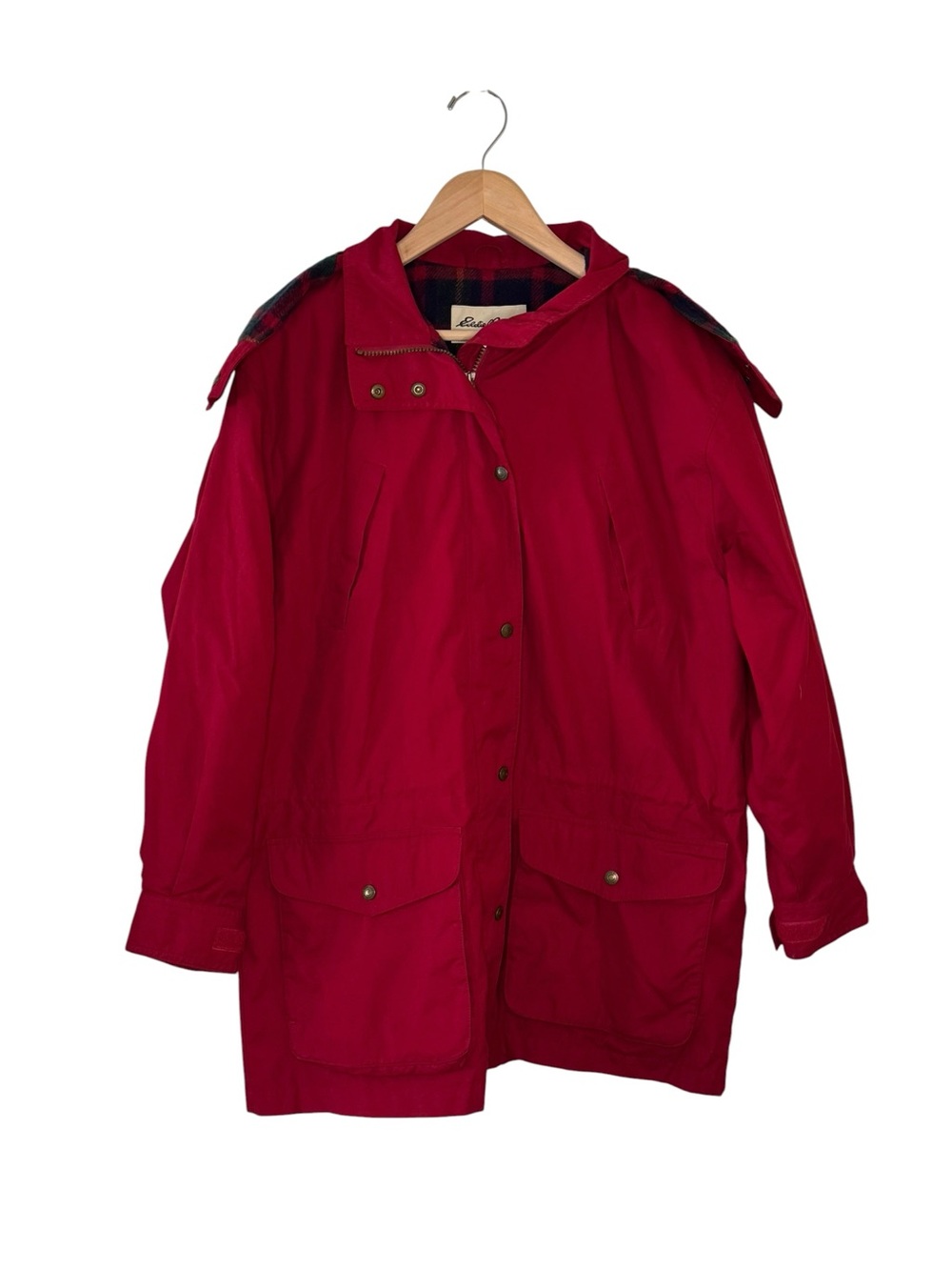 VINTAGE Wool Lined Eddie Bauer Barn Jacket Parka Women's Red Coat Size Medium